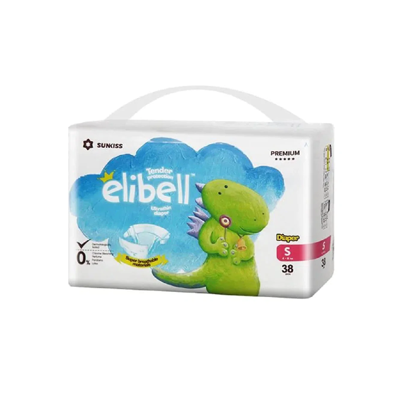 Elibell Premium Diapers S Size 38 pcs (4 - 8 kg)