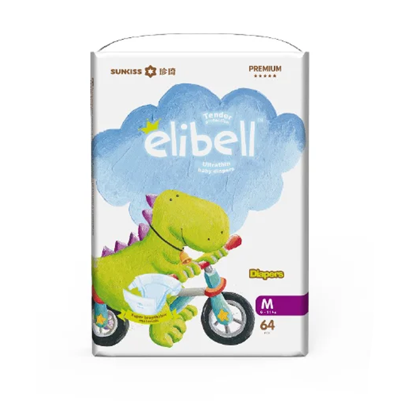 Elibell Premium Diapers M Size 64 pcs (6 - 11 kg)