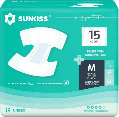 Sunkiss Adult Diapers M Size 15pcs – (Waist Size: 83-110 cm)